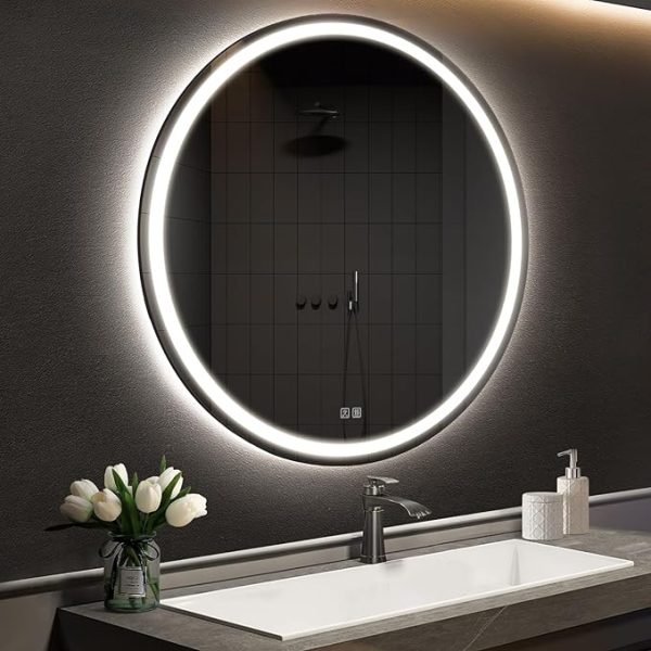 32 Inch Round LED Bathroom Mirror with Lights